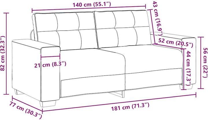 Produktbild vidaXL Zweisitzer-Sofa (2-Sitzer)