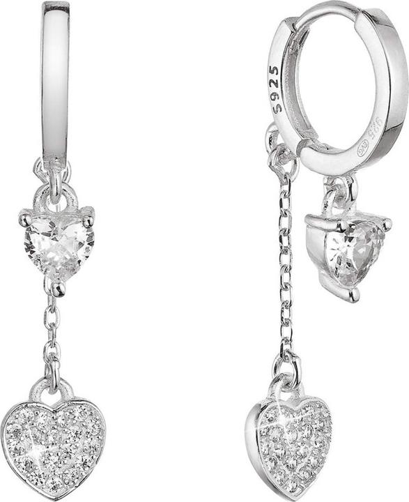 Immagine prodotto Evolution Group - Silver hoop earrings with glittering hearts 11427.1 (Argento)
