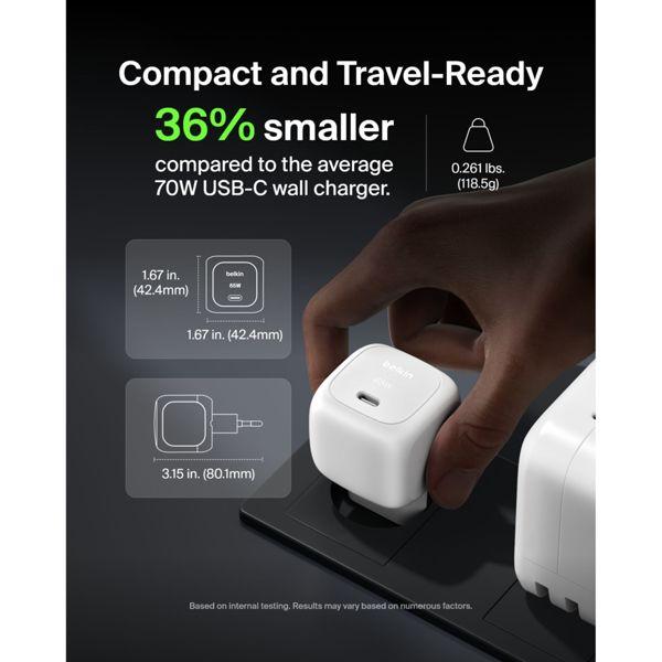 Actual product image Belkin BOOST Charge 65W USB-C Ladegerät PD und PPS WCA011kqWH (65 W)
