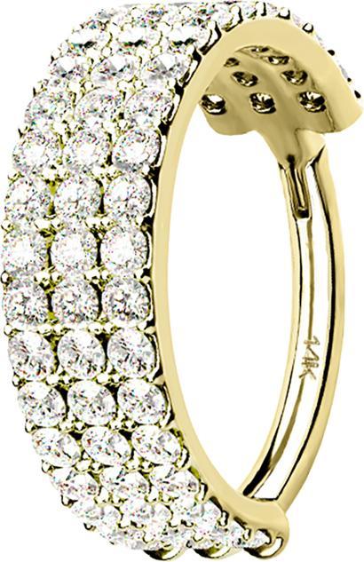 Actual product image Star Piercing Micro segment ring hinged 14k gold three lines with crystals (without brass, 14k gold)