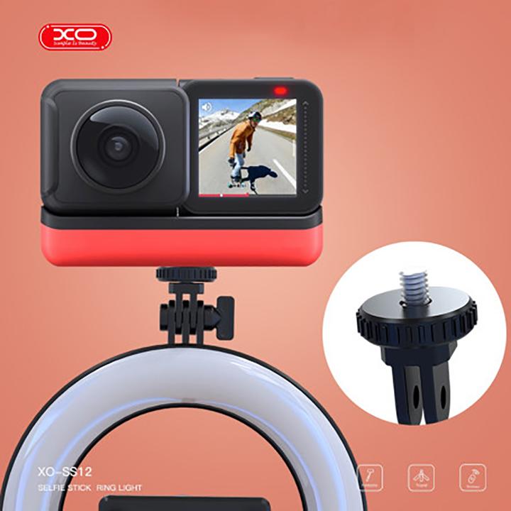 Produktbild xO Selfie-Stick Bluetooth-Stativ SS12 schwarz 95cm mit LED-Lampe