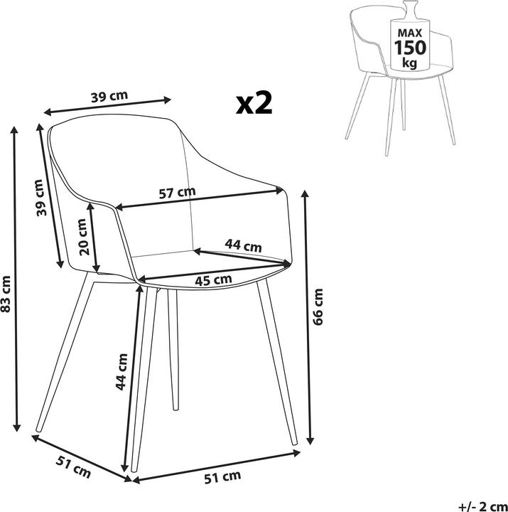 Produktbild Beliani Esszimmerstuhl Kunststoff weiss / heller Holzfarbton 2er Set FONDA II
