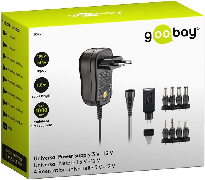 Actual product image Goobay Universal power supply unit 3V-12V 1.0 A