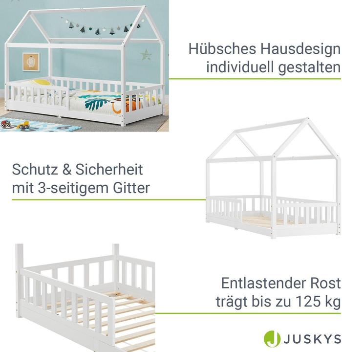 Image du produit Juskys Kinderbett 90x200cm Marli - Weiss (90 x 200 cm)