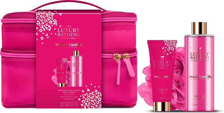 Grace Cole Körperpflege-Geschenkset in einer Kosmetiktasche Vanille-Mandel - 3 Stück (Körperpflegeset)