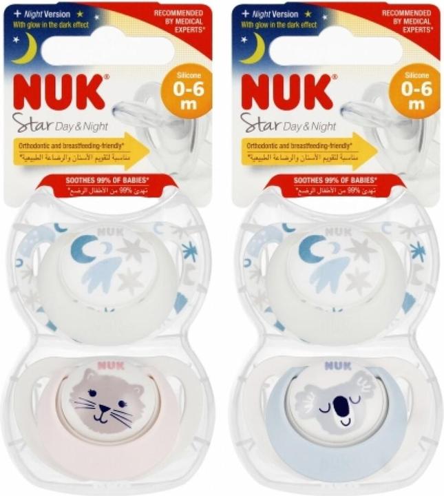 Produktbild NUK Star Tag und Nacht 0-6 m 2 Stück/BOX Junge (2x, 0 - 6 Monate)