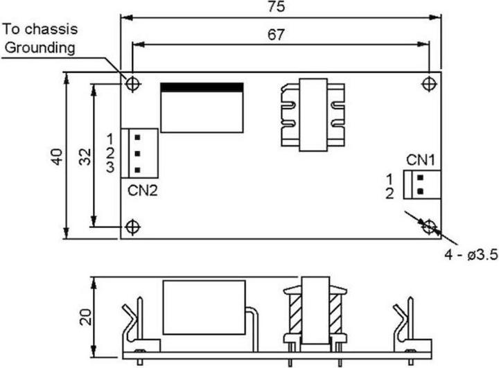 Actual product image MeanWell AC/DC power supply module, open frame PS-05-5 (Network cable)
