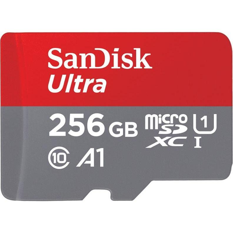 SanDisk microSDHC Ultra 256GB (UHS-1/Cl.10/100MB/s) + Adapter, Tablet (256 GB, microSDHC), Speicherkarte