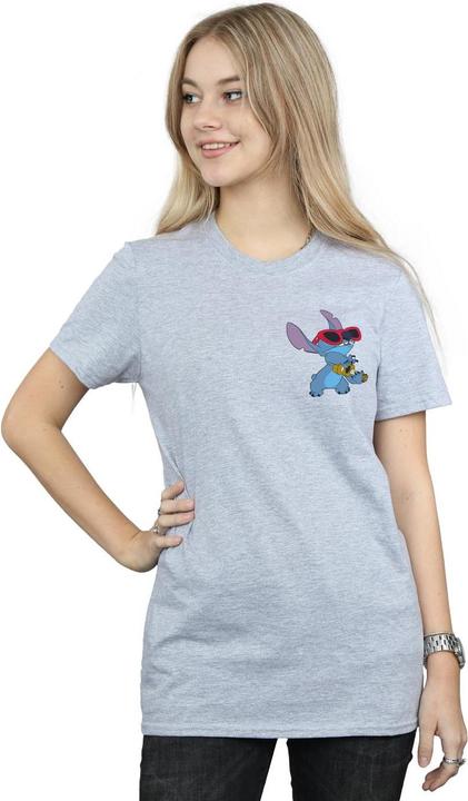 Actual product image Disney Womens/Ladies Lilo And Stitch Guitar Cotton Boyfriend T-Shirt (XXL)