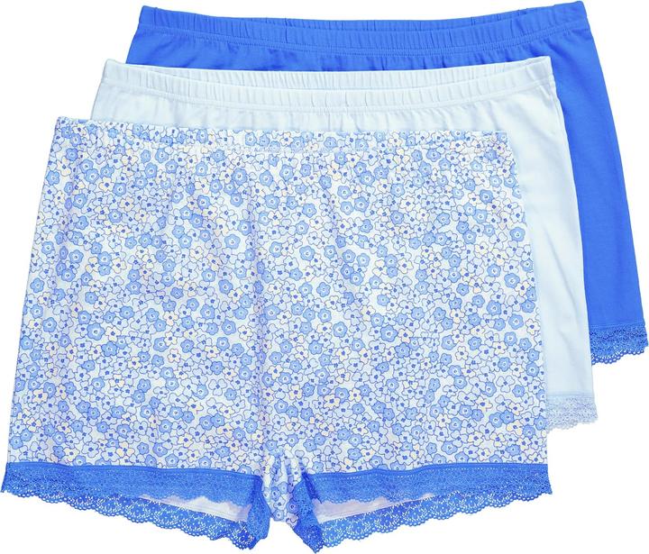 Immagine prodotto Ulla Popken Pantaloncini in confezione da tre con orlo di pizzo e fiori/tinta unita (46, 48)