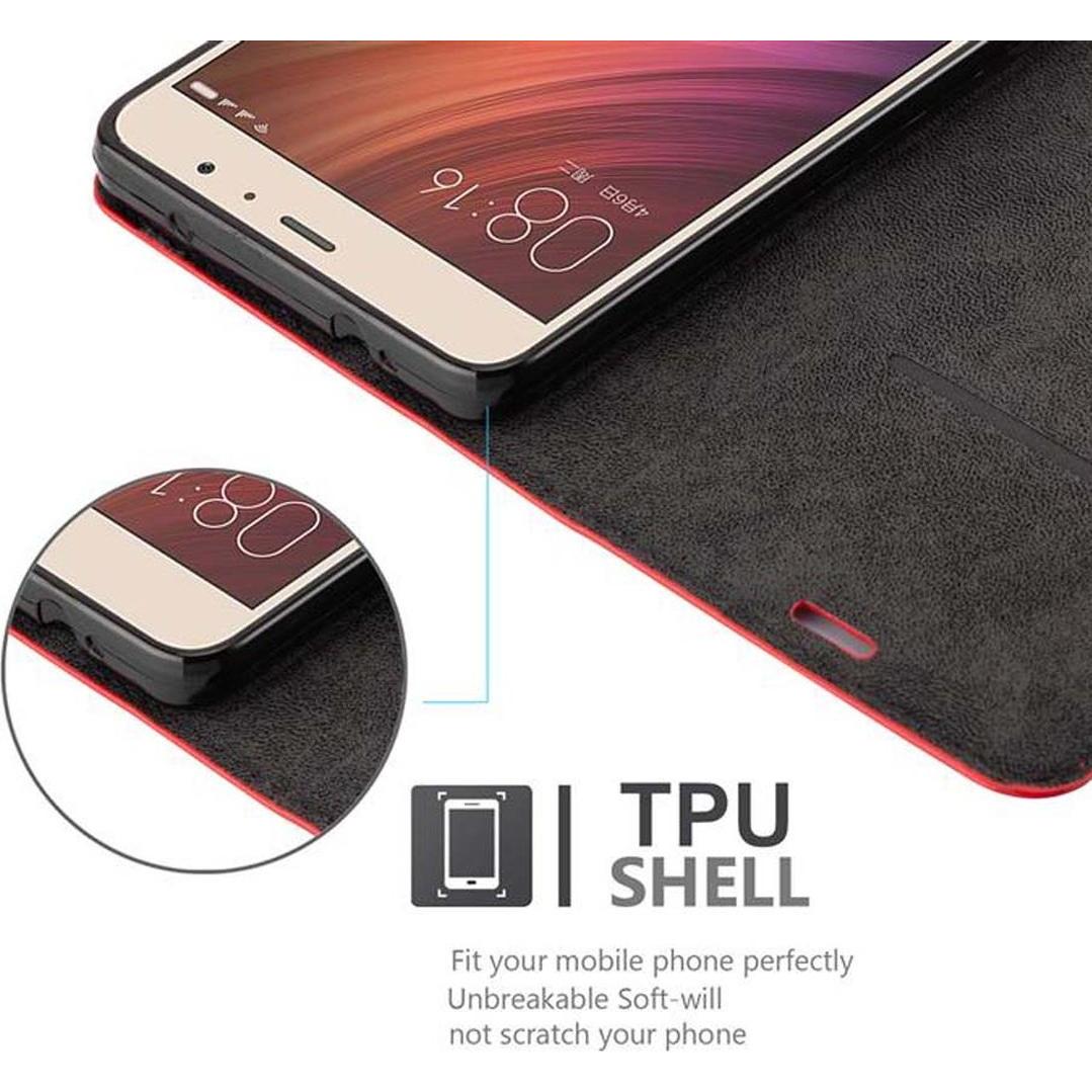 Thumbnail - Cadorabo Book Invisible Magnet Cover (Xiaomi Redmi Pro), Smartphone Hülle, Rot