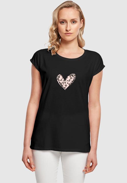 Produktbild Merchcode Ladies Valentines Day - Leopard Heart Extended Shoulder Tee - 117969 (4XL)