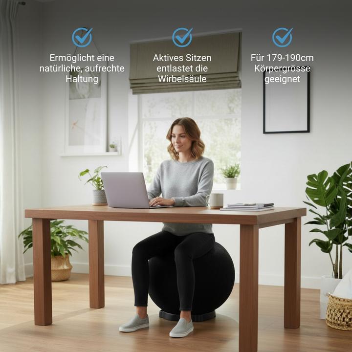 Produktbild Hermex Sitzball mit Schutzhülle Yoga-Ball Gymnastikball Fitnessball (75 cm)