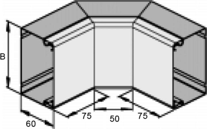Produktbild Niedax NIE LUID60.200E3 Inneneck 2x45Â° mit Deckel 60x200mm Edelstahl (11 cm)