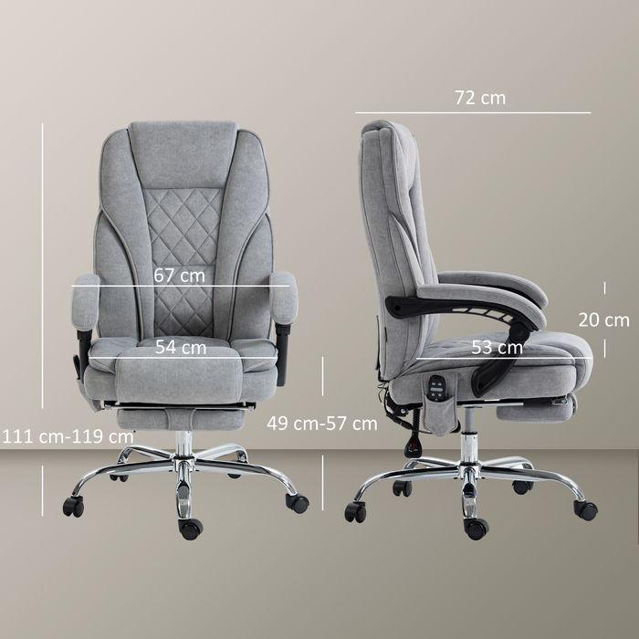 Produktbild Swisshandel24 Ergonomischer Bürostuhl mit Massagefunktion, Fussstütze, drehbar, rollbar, Grau