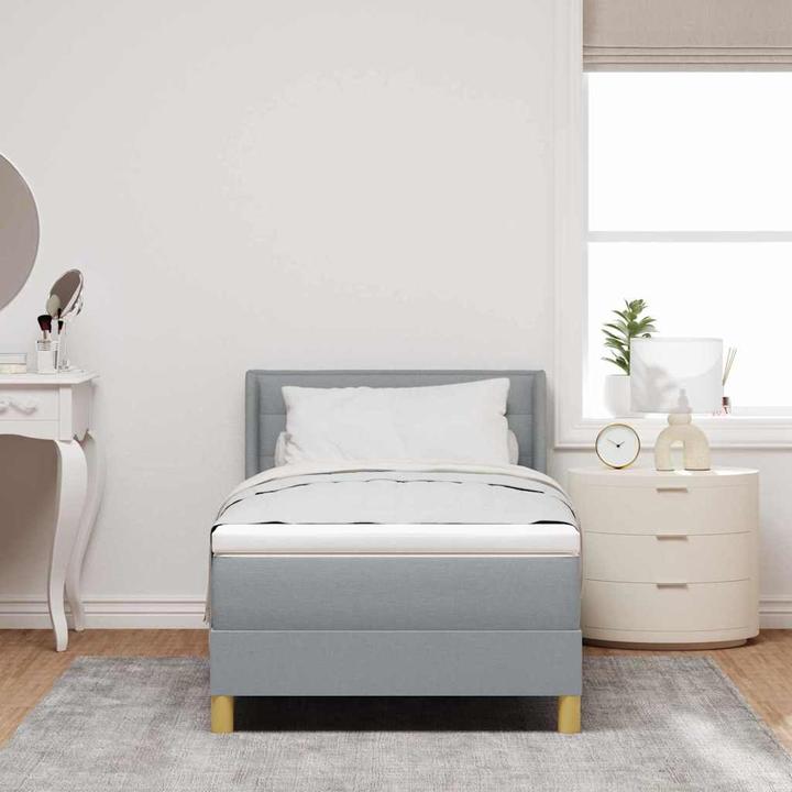 Image du produit vidaXL Boxspringbett Mit Matratze Stoff Hellgrau (90 x 200 cm)