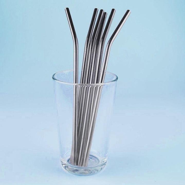 Actual product image JTI 6x Bent Metal Drinking Straws - Silver (1 x)