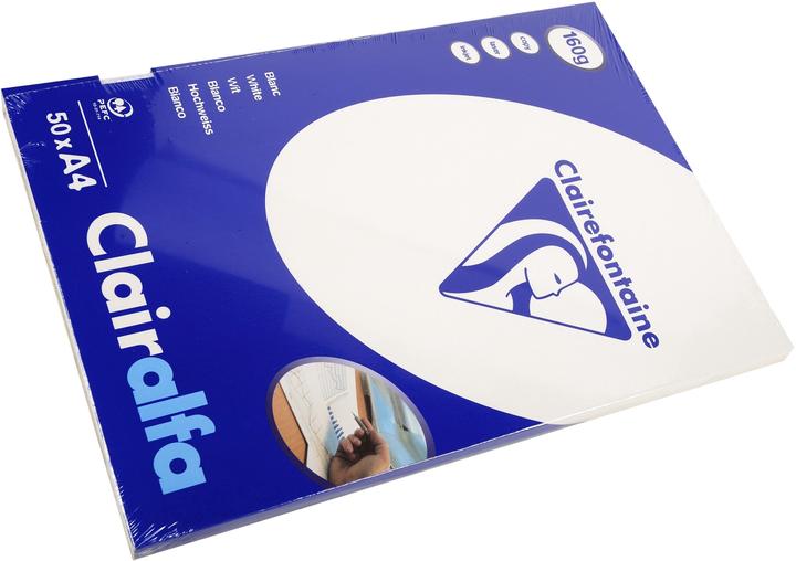 Produktbild Clairefontaine Multifunktionspapier Clairalfa A4 160g/qm 50 Blatt weiss (160 g/m², A4)
