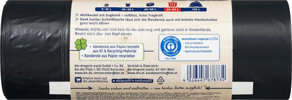 Actual product image dm Profissimo nature garbage bag 60L with drawstring 80% recycled material (60 l)