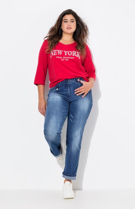 Actual product image Ulla Popken Tapered Leg Lightly Distressed Jeans (46)