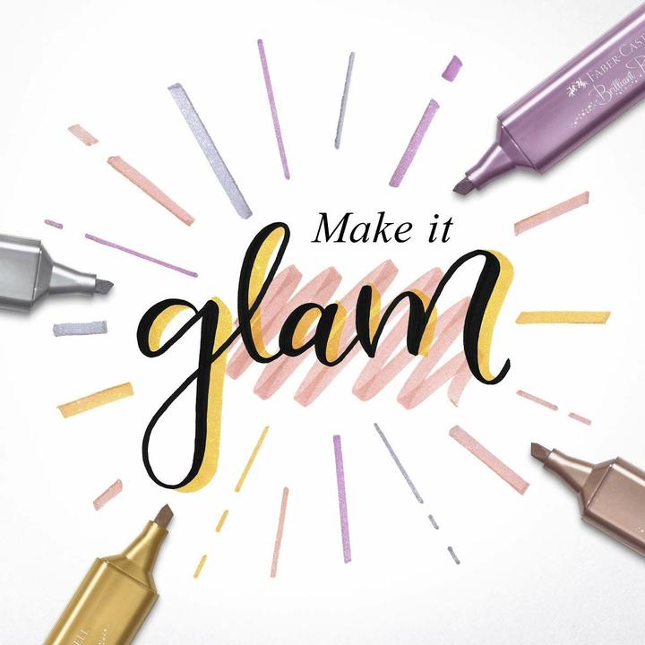 Produktbild Faber-Castell Textmarker TL 46 Metallic, 3 Strichstärken: 1/2/5 mm, Tinte auf Wasserbasis, 4/10 S... (10x)