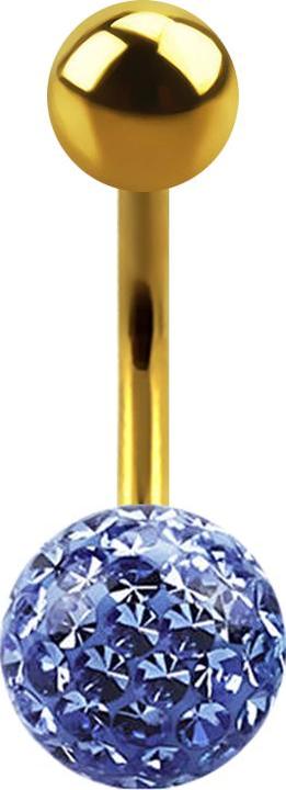 Actual product image Star Piercing Banana gold-plated with ball and crystal ball light blue epoxy protective layer (without brass, Titanium)