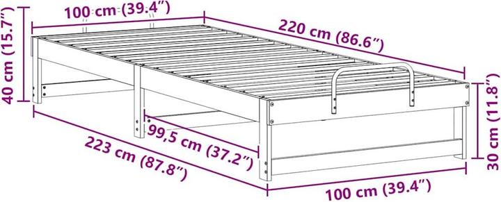 Image du produit vidaXL Bettrahmen (100 x 220 cm)