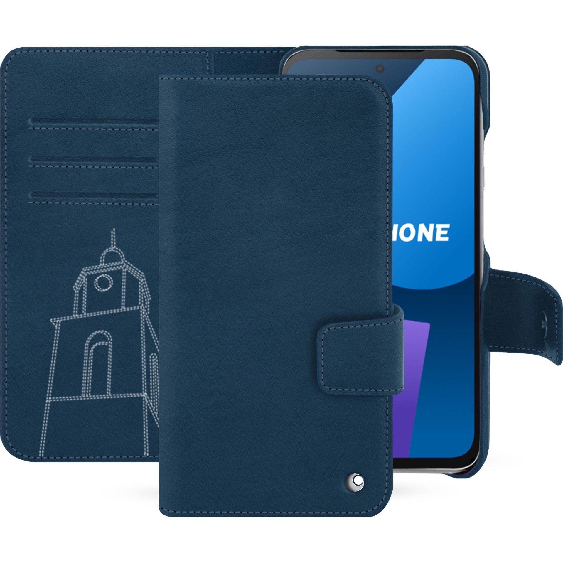 Noreve Lederschutzhülle Fairphone 5 (OnePlus 5), Smartphone Hülle, Blau