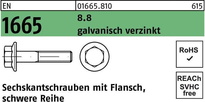 Produktbild Sechskantschraube EN 1665 m.Flansch M 12 x 40 8.8 galvanisch verzinkt (100 Schrauben pro Stück)