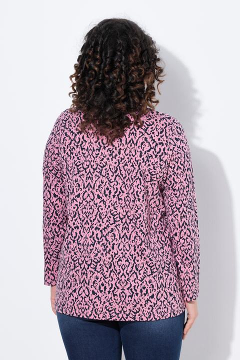 Image du produit Ulla Popken T-shirt avec plis fantaisie, décolleté en V et manches 3/4, coupe évasée (58)