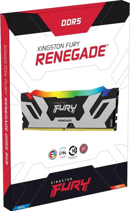 Produktbild Kingston 48GB 8000MT/s DDR5 CL38 DIMM Kit of 2 FURY Renegade RGB White (2 x 24GB, 8000 MHz, DDR5-RAM, DIMM)