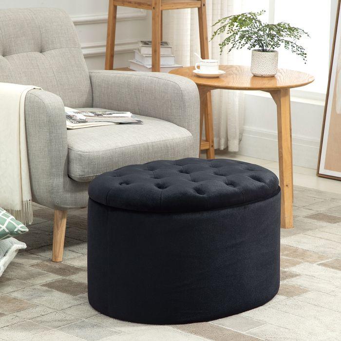 Actual product image Swisshandel24 Bench Upholstered bench with storage space Chest bench Oval shape Hallway Bedroom Living room (71 cm)