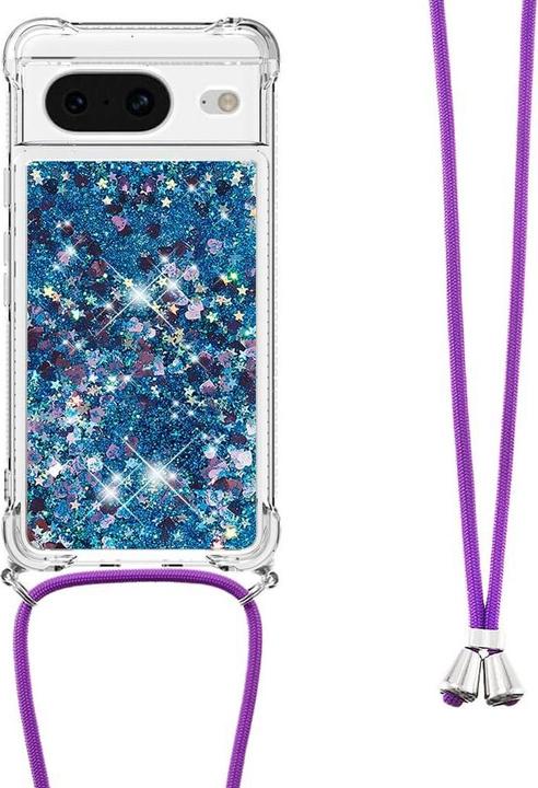 Produktbild Cover-Discount Google Pixel 8 - Glitzer Hülle mit Umhängeband blau (Google Pixel 8)