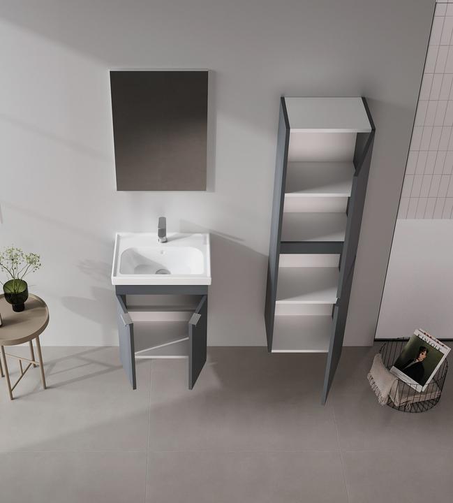 Produktbild Homitis Desna 50 Bathroom Cabinet With Sink & Mirror Set (2 Pieces)