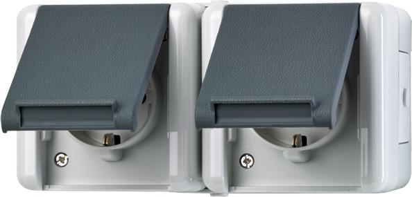 Produktbild JUNG 8220WTS SCHUKO® 2fach-Steckd.m.TS