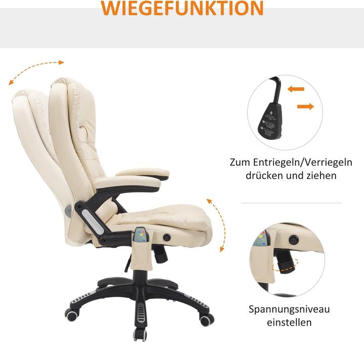 Produktbild Swisshandel24 Massagesessel Bürostuhl Gamingsessel 6 Punkt Vibrations Massage mit Wärmefunktion Kunstleder Beige