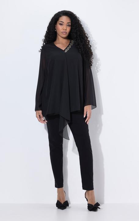 Actual product image Ulla Popken Layered Pointed Hem Chiffon Blouse (54)