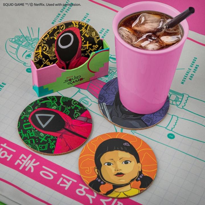Actual product image Cinereplicas Squid Game coaster 4-pack (4x, Glass coaster)