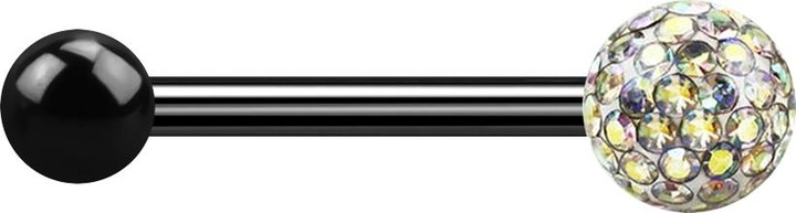 Produktbild Star Piercing Barbell schwarz mit Kugel und Kristallkugel multicolor Epoxy Schutzschicht (Titan G23, ohne Messing)