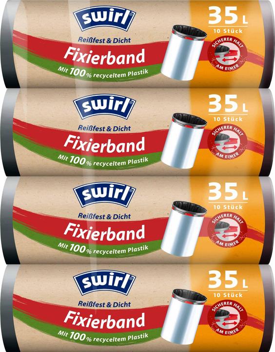 Swirl Müllbeutel mit elastischem Zugband 35 Liter (4er Pack) (4x, 35 l)