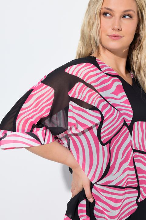 Immagine prodotto Ulla Popken Blusa di chiffon a doppio strato con scollo a V e maniche a 3/4 (62)