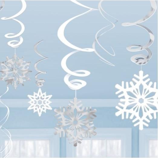 Produktbild Amscan 12 Deko-Spiralen Schneeflocke Folie / Paper 61 cm (12 Stück)