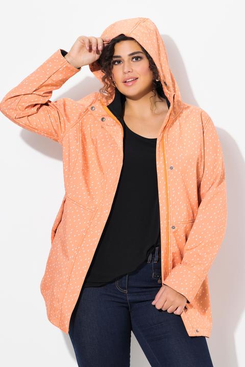 Produktbild Ulla Popken Softshell-Longjacke, wasserdicht, Regentropfen-Muster, Kapuze (46, 48)