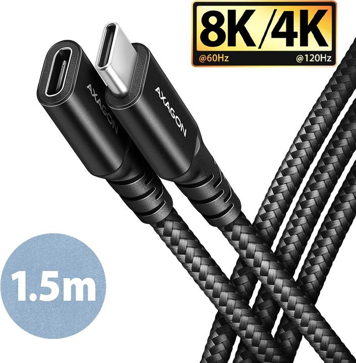 Produktbild Axagon BUCM32-CF15AB Kabelis Verlängerungskabel Gen2 USB-C - USB-C 1,5 m, 5 A, 20 Gbit (1.50 m, USB 3.2 Gen 2x2, 240 W)