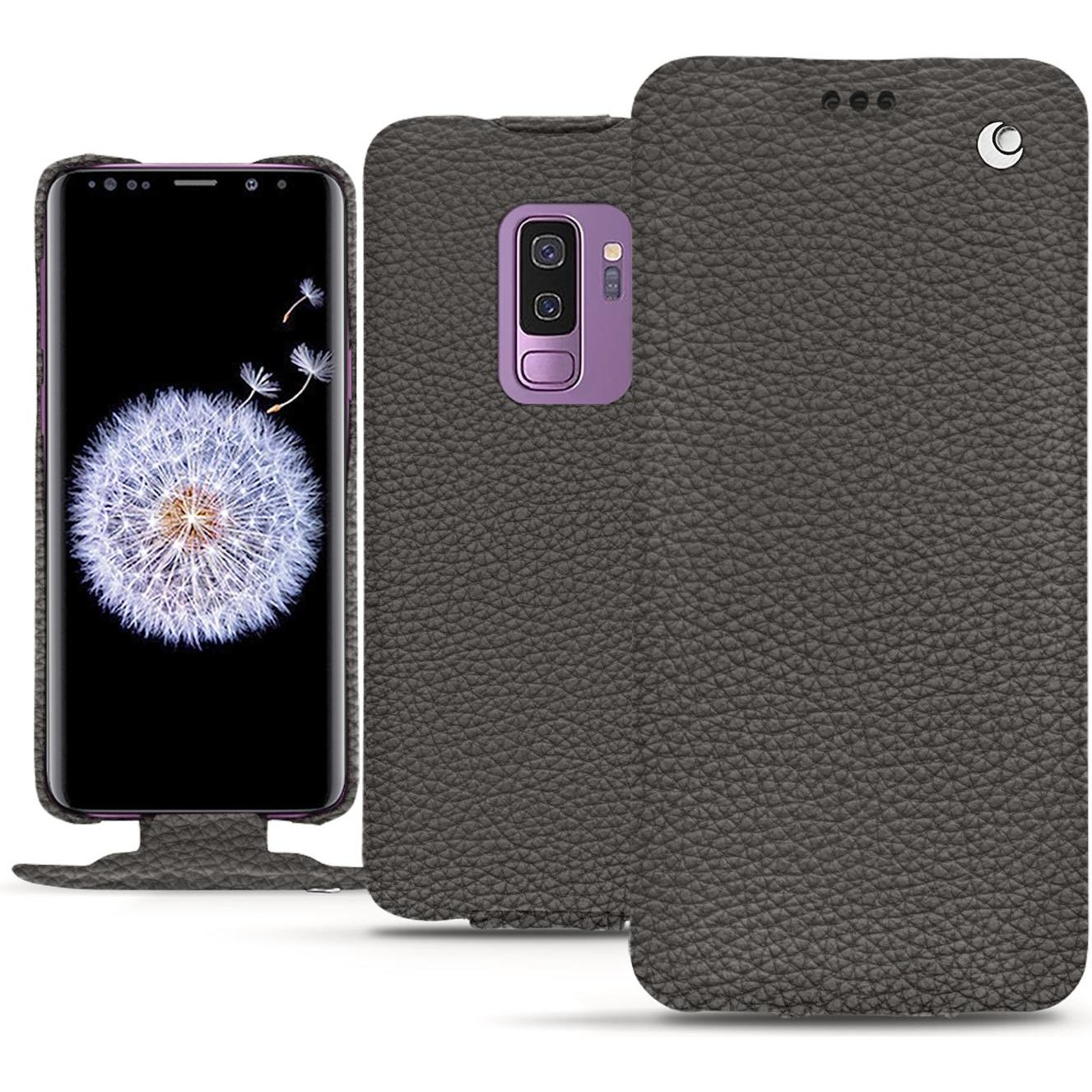 Noreve Lederschutzhülle vertikal (Samsung Galaxy S9+), Smartphone Hülle, Grau