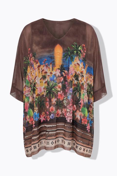 Produktbild Miamoda Mesh-Bluse, oversized, Blumenmuster, blickdichtes Jerseytop (46)