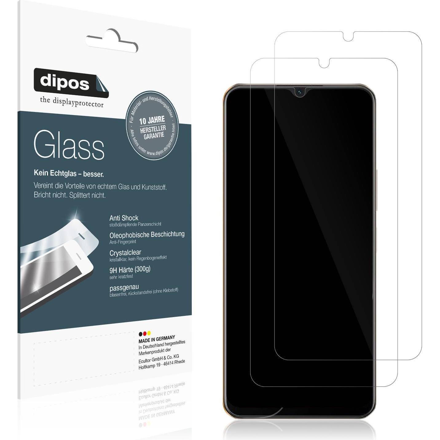 Dipos Displayschutz Anti-Shock (2 Stück, Vivo Y73t), Smartphone Schutzfolie, Transparent