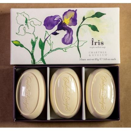 Actual product image Floris Crabtree & Evelyn Iris Triple Milled Soap Bars 3 oz - Set of 3 Discontinued (Liquid soap)