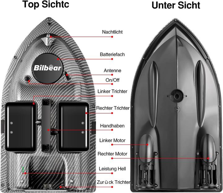 Immagine prodotto Bilbear RC Futterboot fürs Karpfenangeln – mit GPS & 3 Futtertrichtern