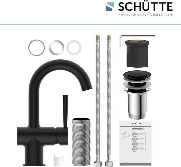 Produktbild Schütte Wasserhahn Bad CORNWALL Waschtischarmatur Schwarz matt Einhebelmischer Mischbatterie 79016